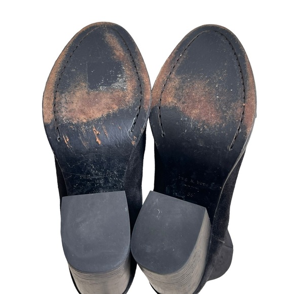 Rag & Bone Women’s Newbury Ankle Boots Size 38 US 8 Suede Black Heeled Western - Picture 7 of 9